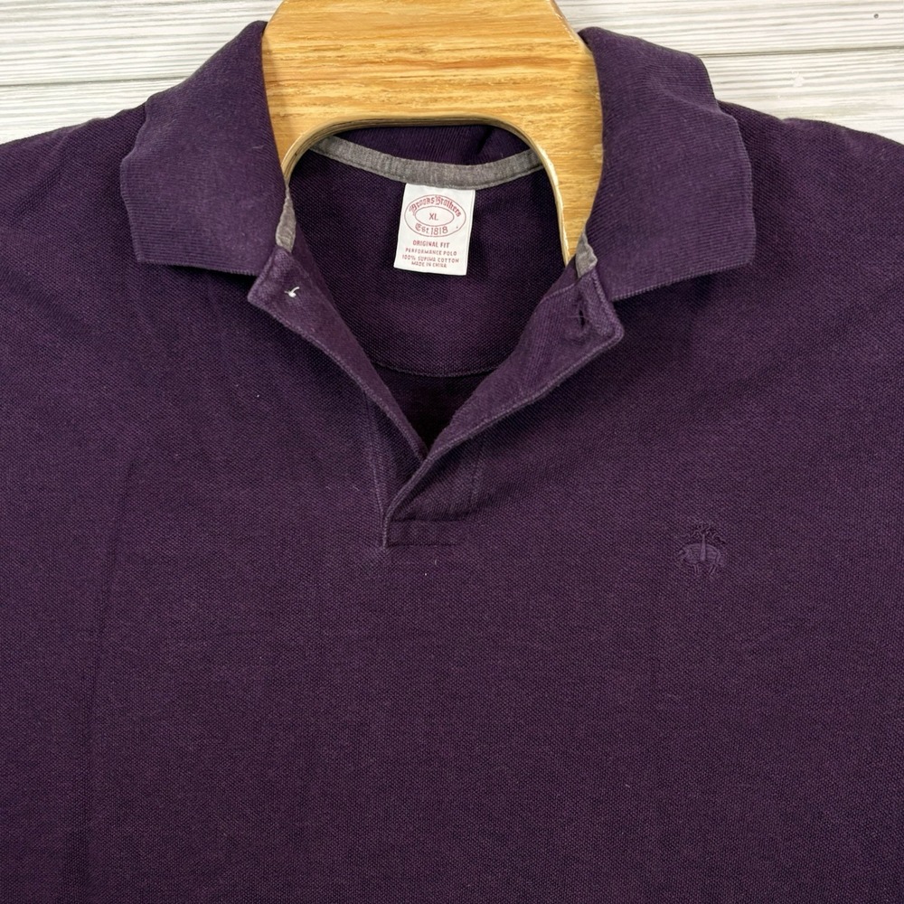 Brooks Brothers Men's Performance Polo Shirt Purple Sz XL Original Fit Cotton